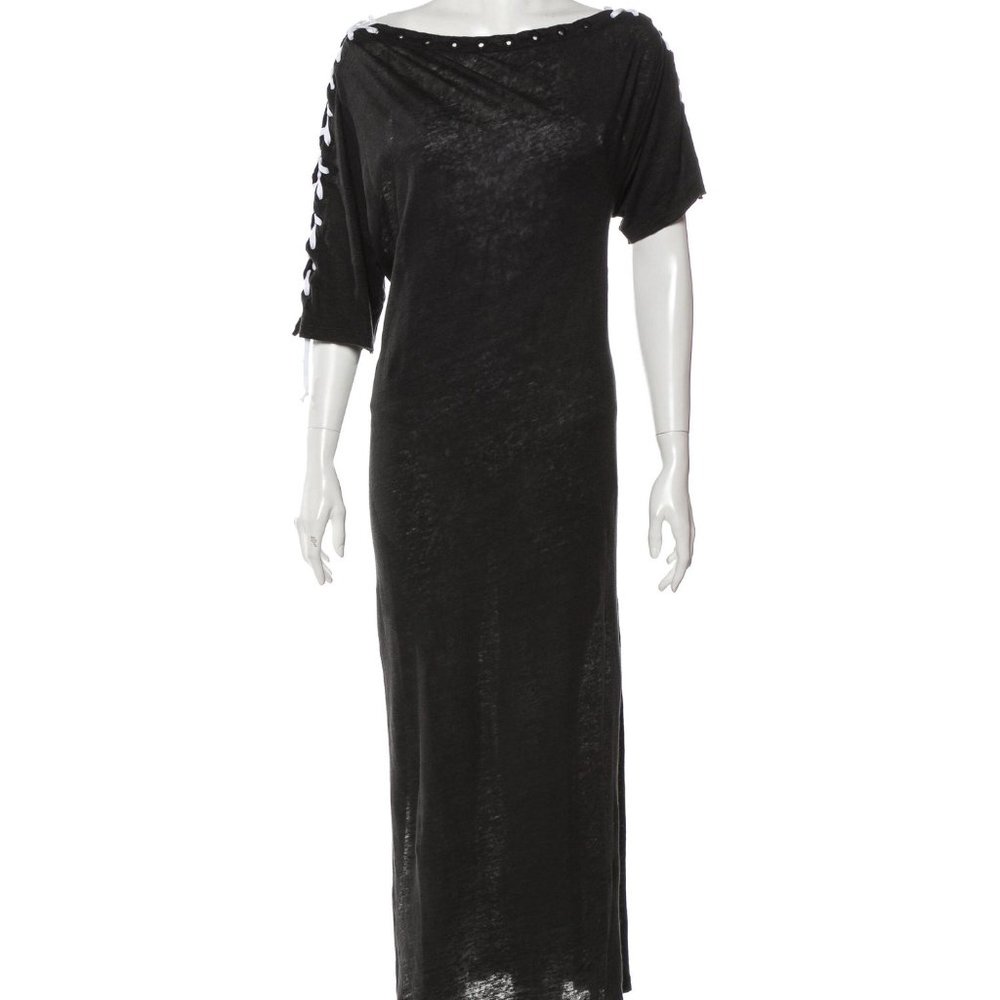 IRO Linen Long  black Asymmetric Long Slit Dress